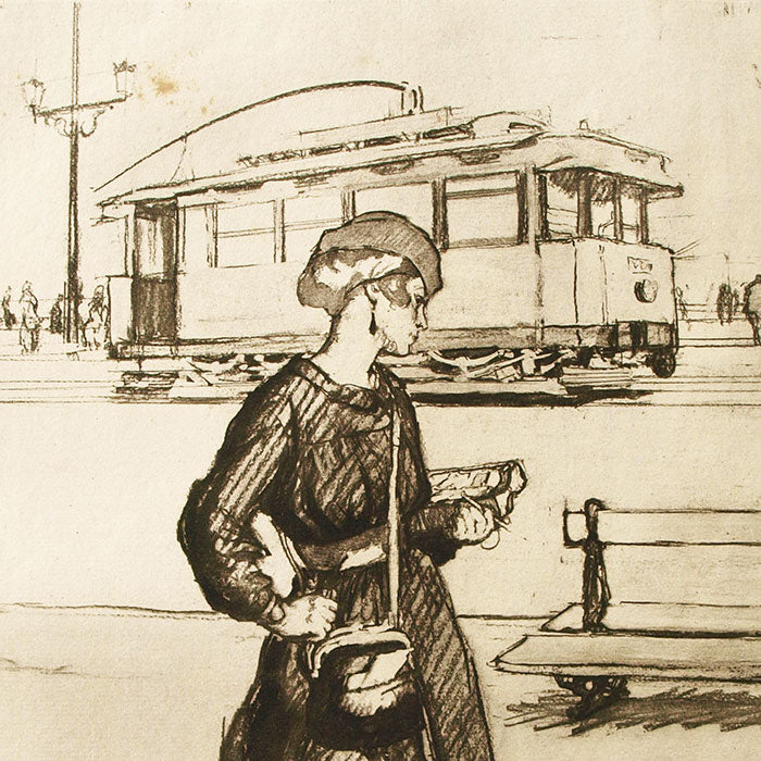 Drian - Les Femmes et la Guerre, l'employée du tramway (circa 1918)