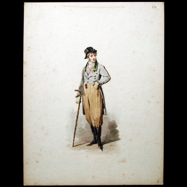 Compte-Calix - Les Modes Parisiennes sous le Directoire, ensemble des 15 aquarelles originales (1871)