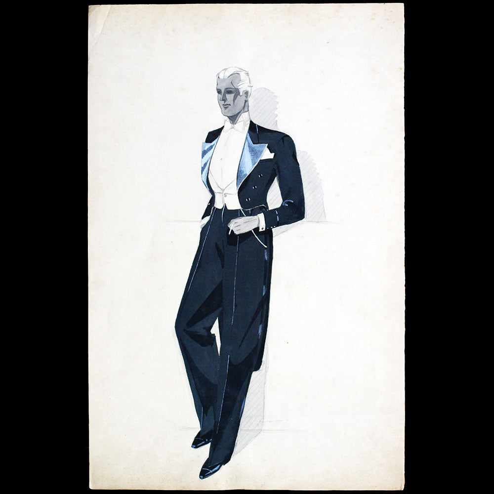 Elégant en habit- Dessin de Guy Sabran (circa 1935)