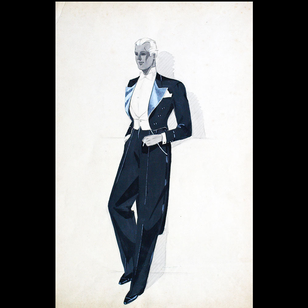 Elégant en habit- Dessin de Guy Sabran (circa 1935)