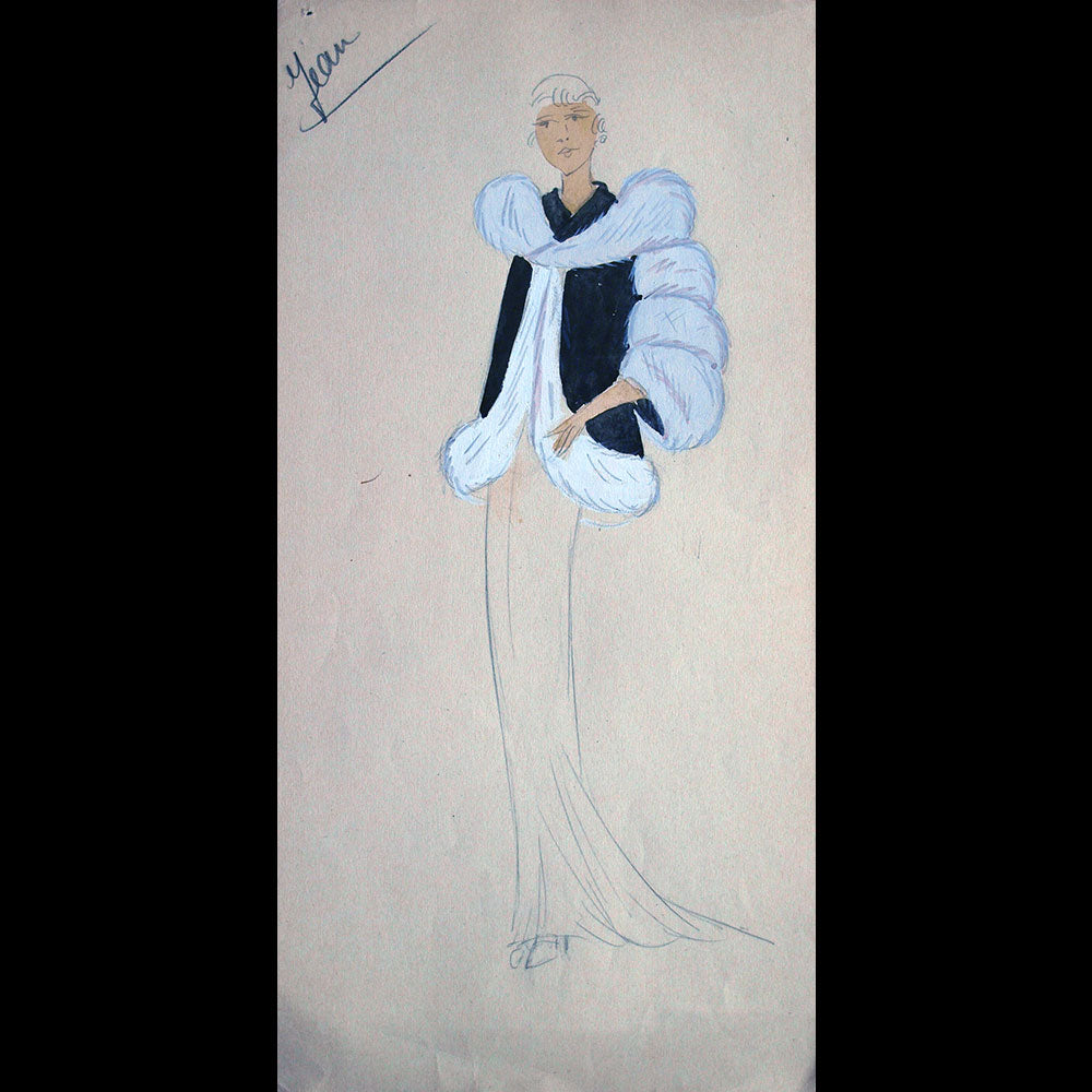 Fourrures Max - Réunion de 14 dessins de manteaux de fourrure par Monsieur Alex (circa 1935-1938)