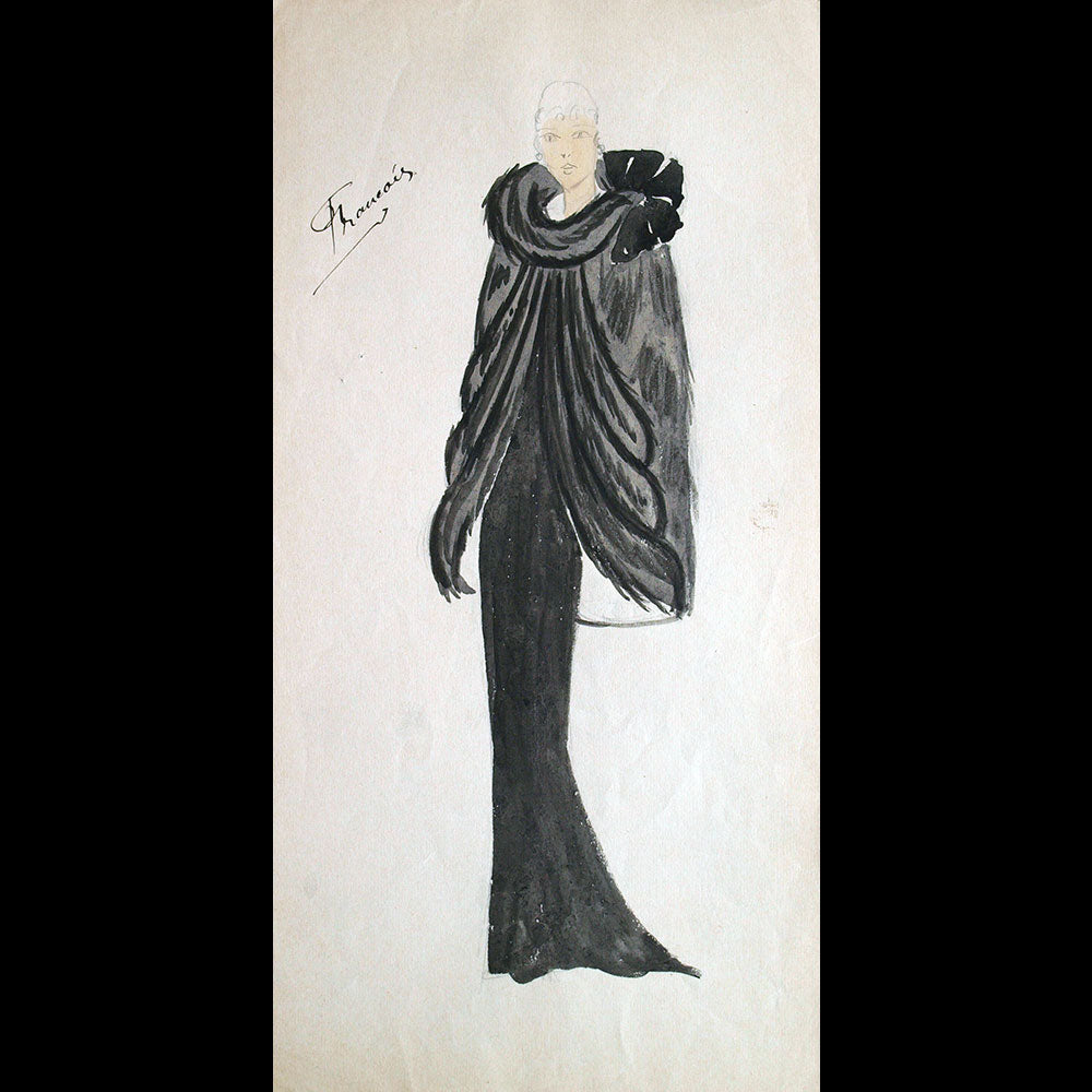 Fourrures Max - Réunion de 14 dessins de manteaux de fourrure par Monsieur Alex (circa 1935-1938)