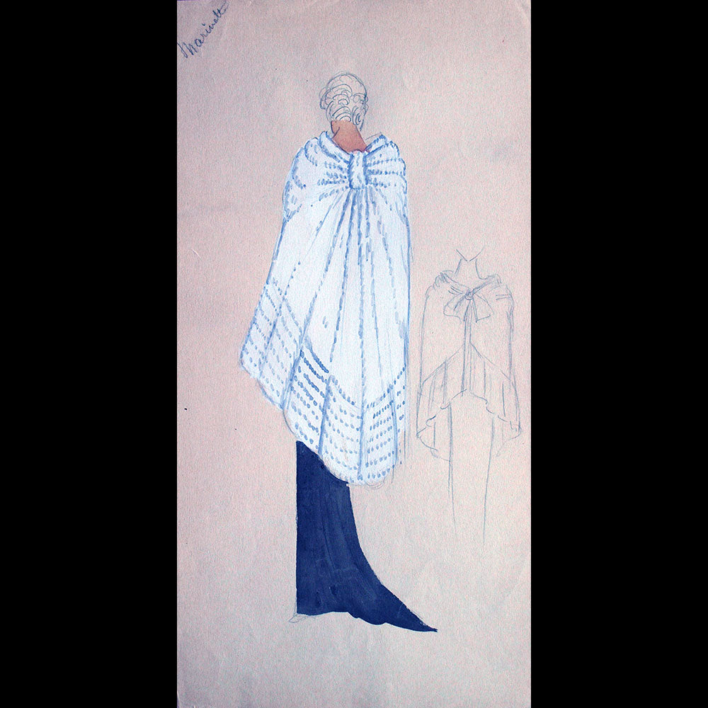 Fourrures Max - Réunion de 14 dessins de manteaux de fourrure par Monsieur Alex (circa 1935-1938)