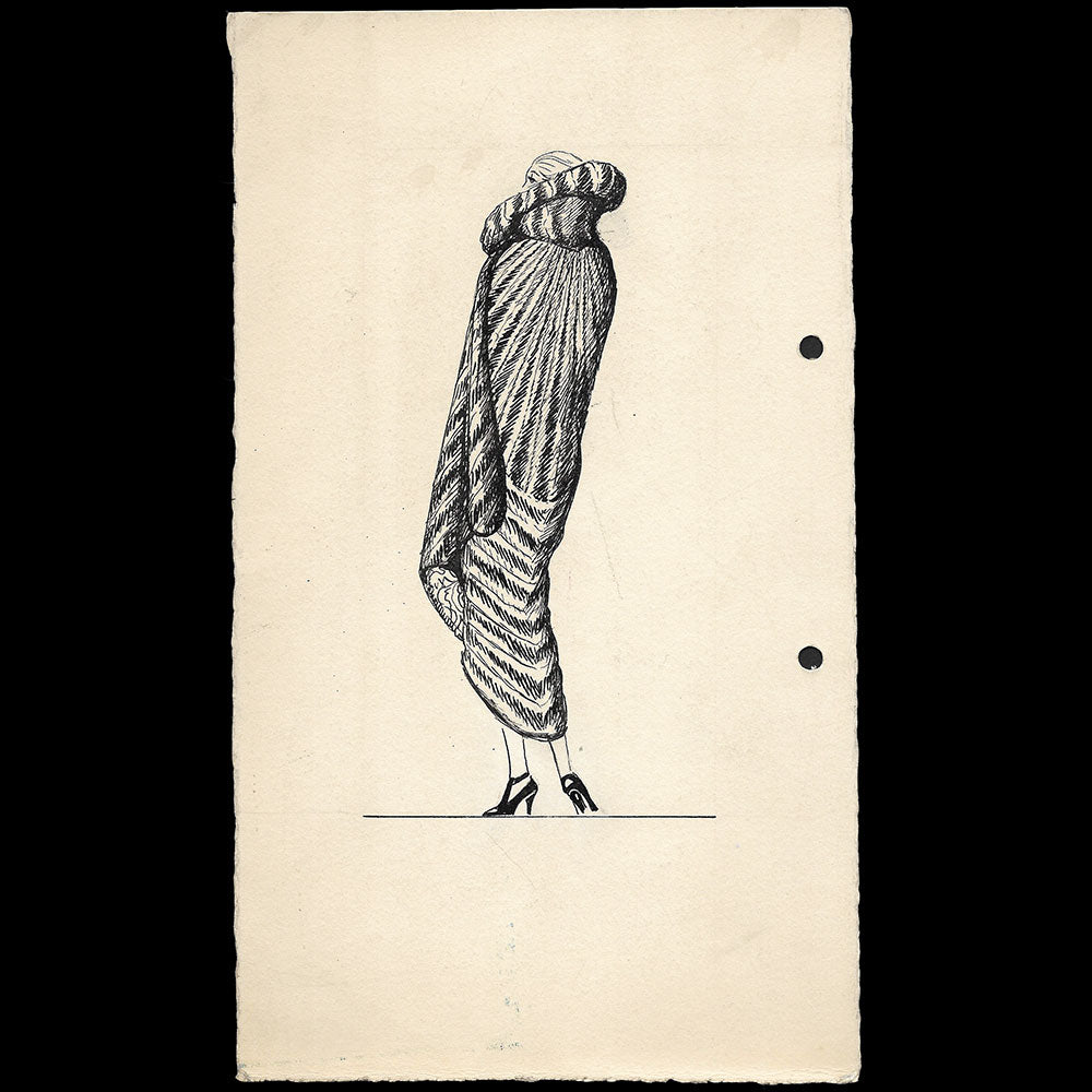 Fourrures Max - Dessin d'un manteau de fourrure (circa 1920s)