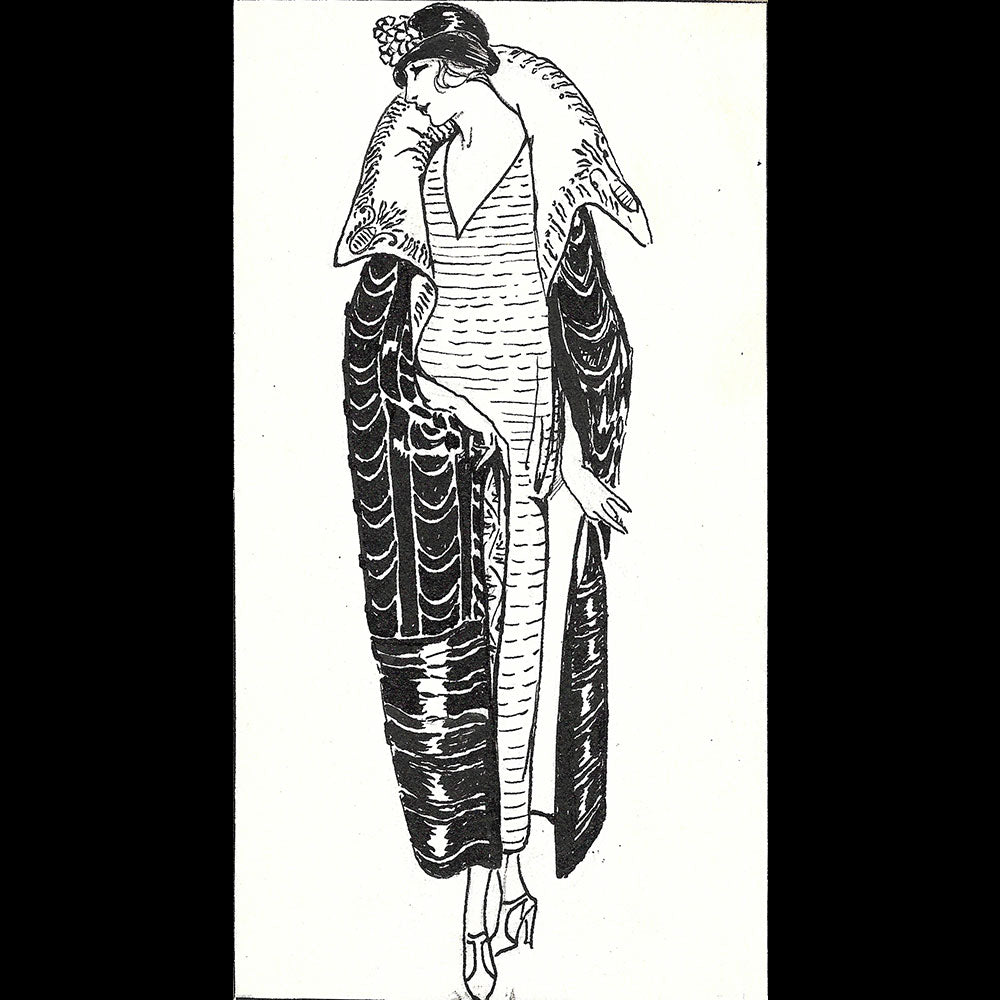 Fourrures Max - Dessin d'un manteau (circa 1920s)