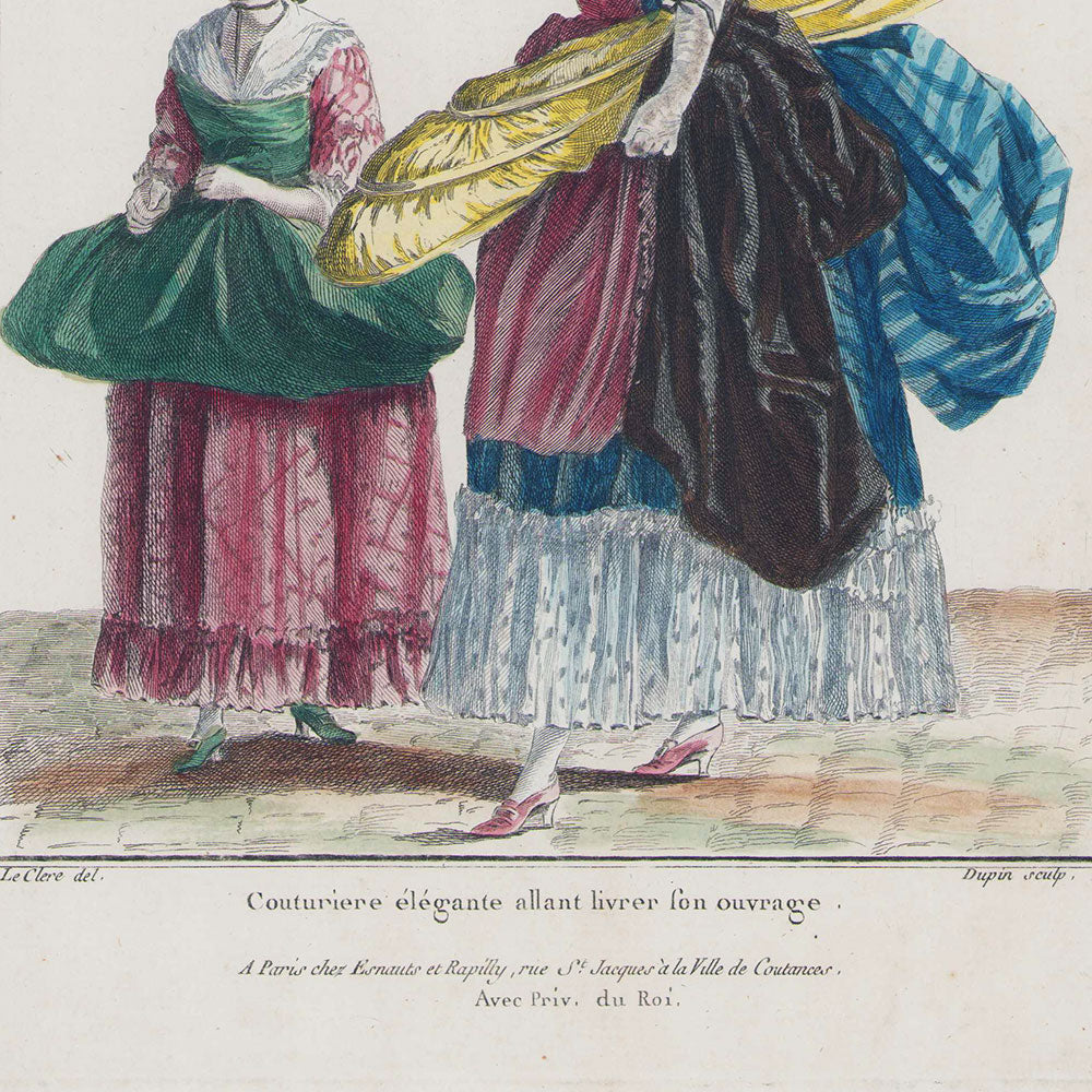 Gallerie des Modes et Costumes Français, 1778-1787, gravure n° L 61, Couturière Elégante (1778)
