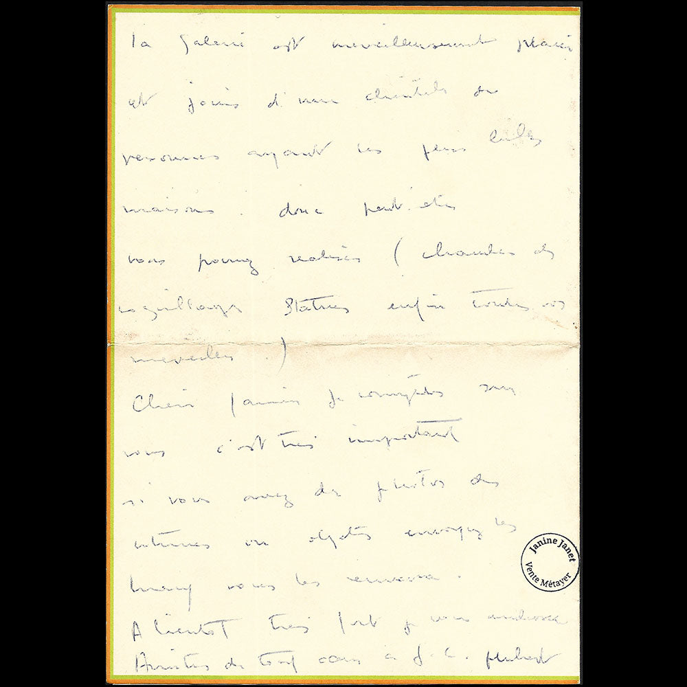Givenchy - Lettre autographe signée adressée à Janine Janet (circa 1950s)