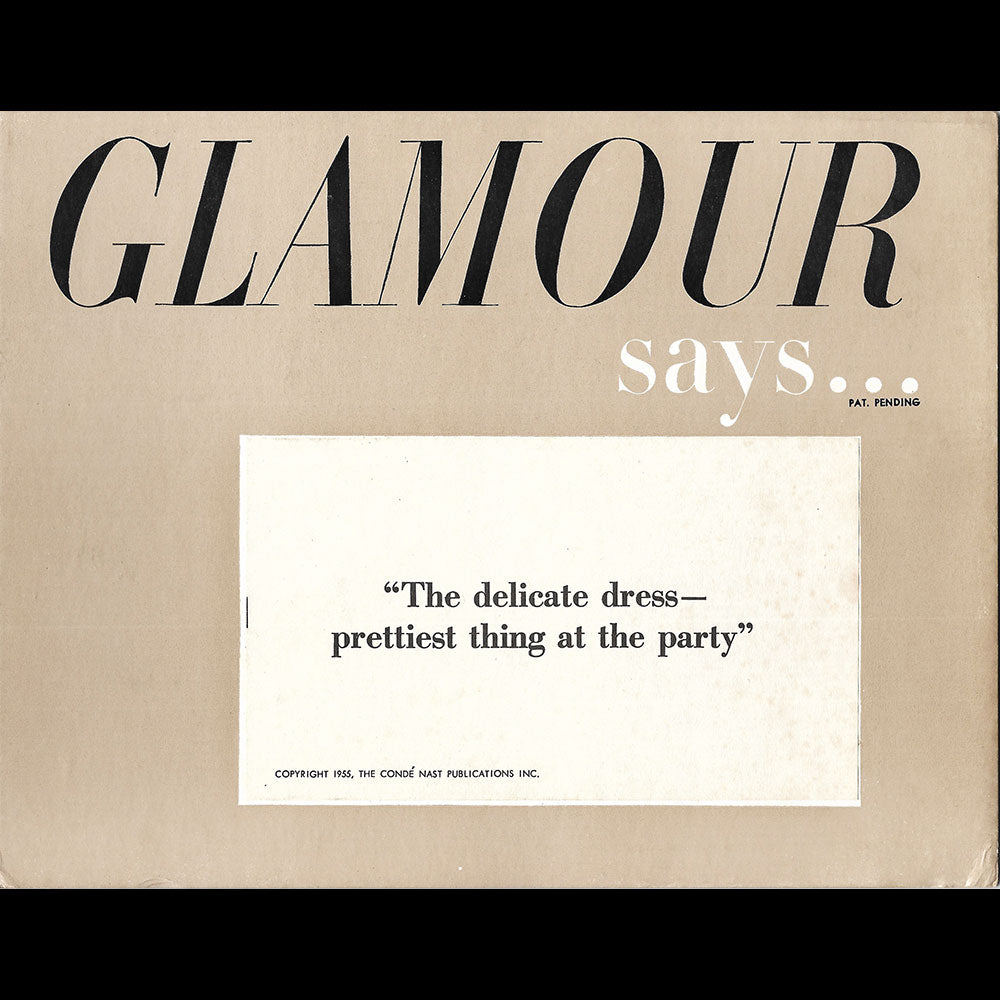 Glamour - Carton publicitaire Glamour says... (1955)