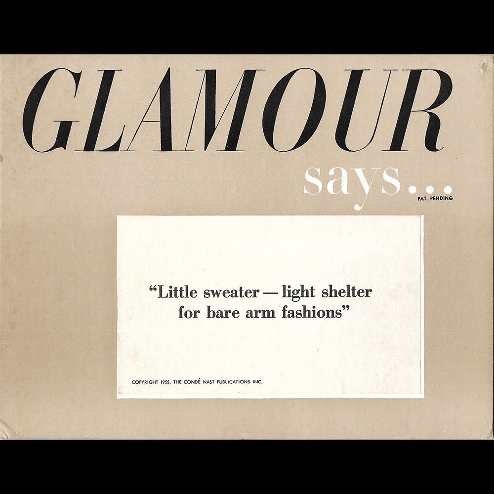 Glamour - Réunion de 3 cartons publicitaires Glamour says... (1955)
