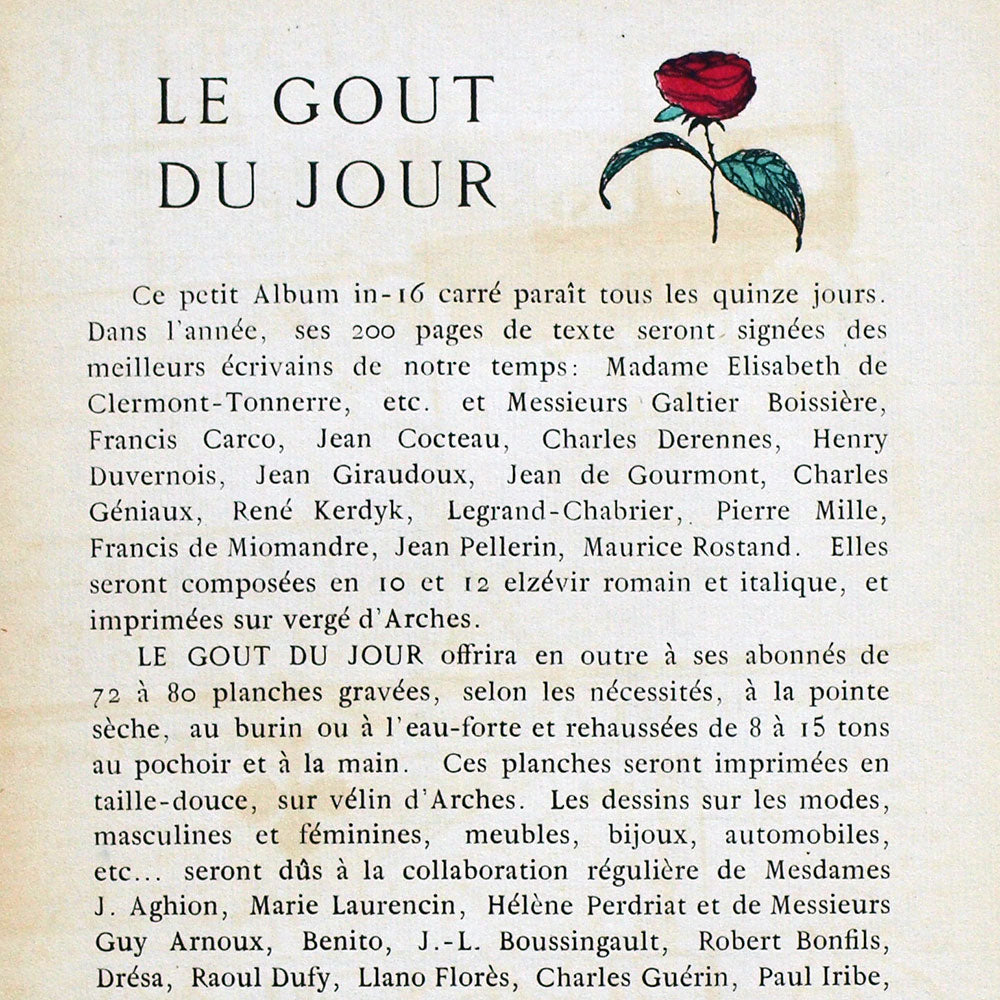 Le Goût du Jour - Annonce de la parution de la revue (1920)