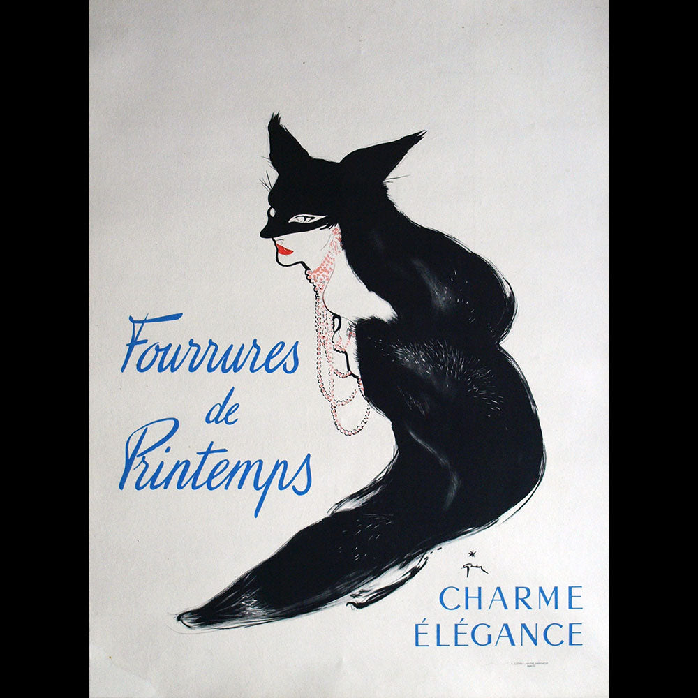 René Gruau - Fourrures de Printemps, charme, élégance (1954)