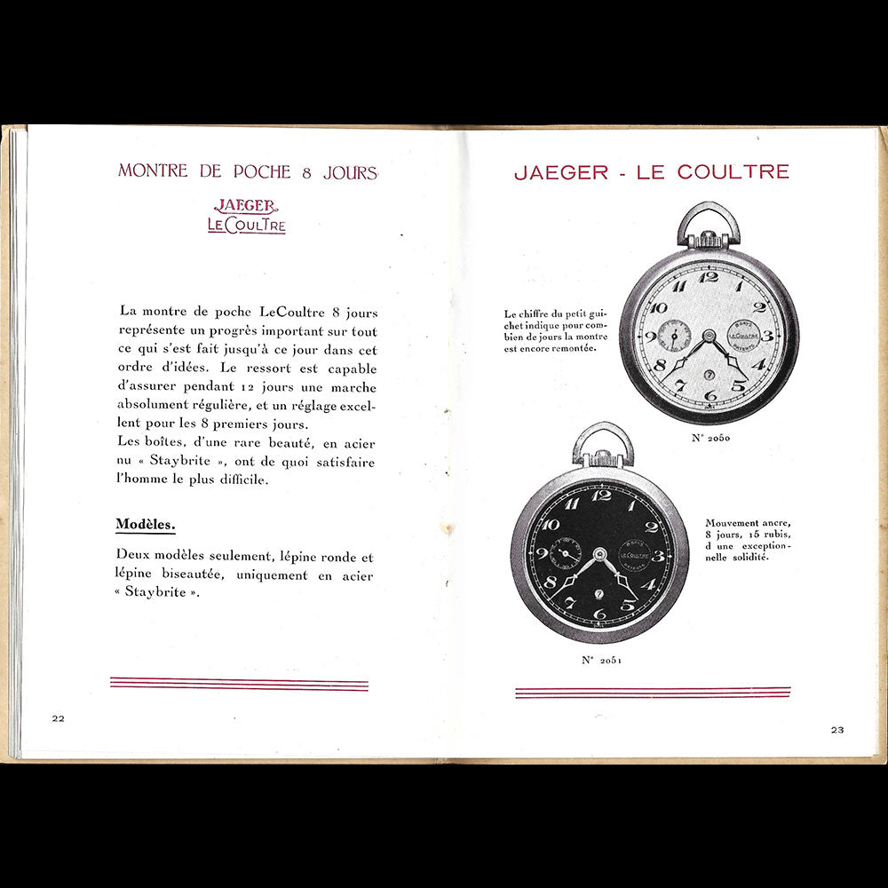 Jaeger-Lecoultre - Catalogue Chefs-d'oeuvre des temps modernes (circa 1932-1937)