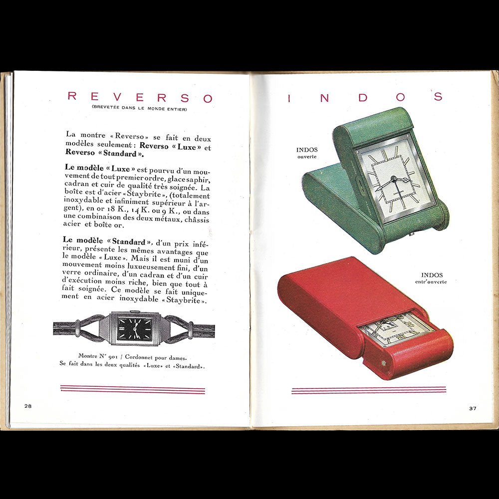 Jaeger-Lecoultre - Catalogue Chefs-d'oeuvre des temps modernes (circa 1932-1937)