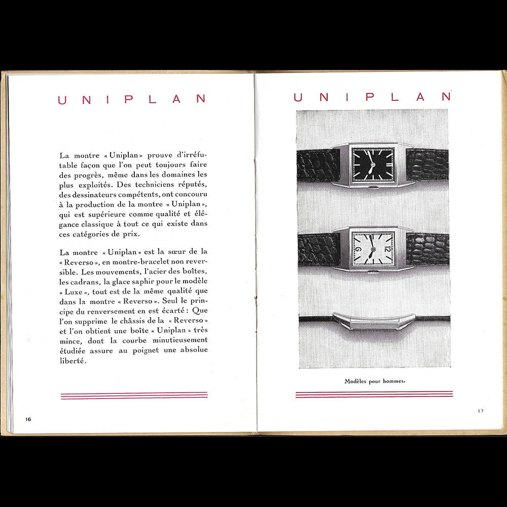 Jaeger-Lecoultre - Catalogue Chefs-d'oeuvre des temps modernes (circa 1932-1937)