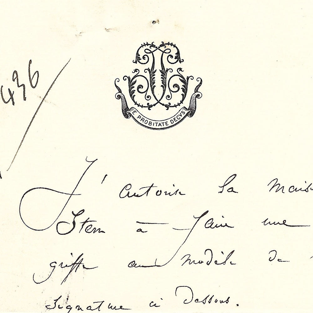 Le Printemps - Lettre autographe signée de Jules Jaluzot au graveur Stern (1889)