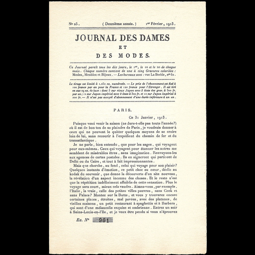 Le Journal des Dames et des Modes, Costumes Parisiens, n°25, 1913