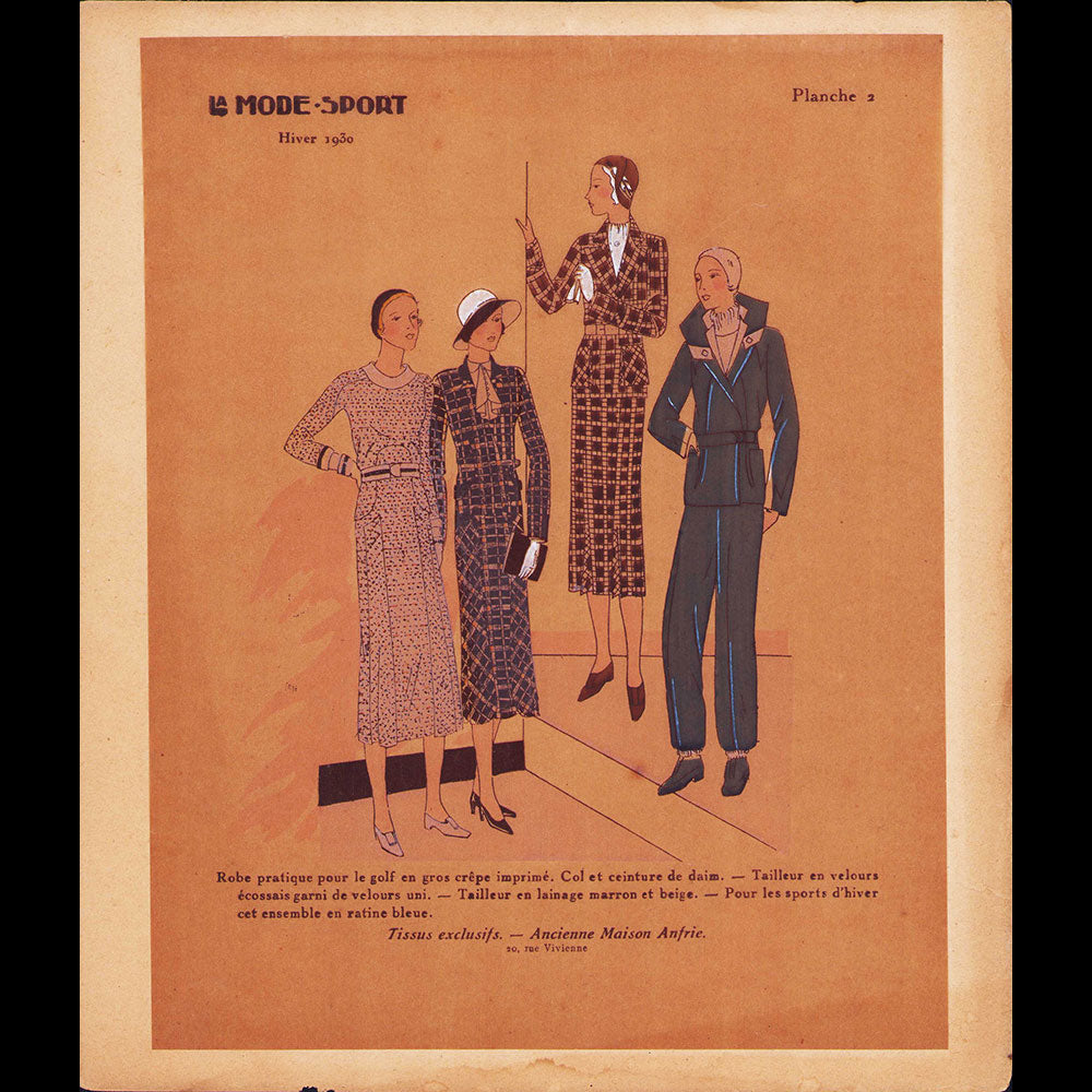 La Mode Sport, Hiver 1930, Réunion de 7 planches