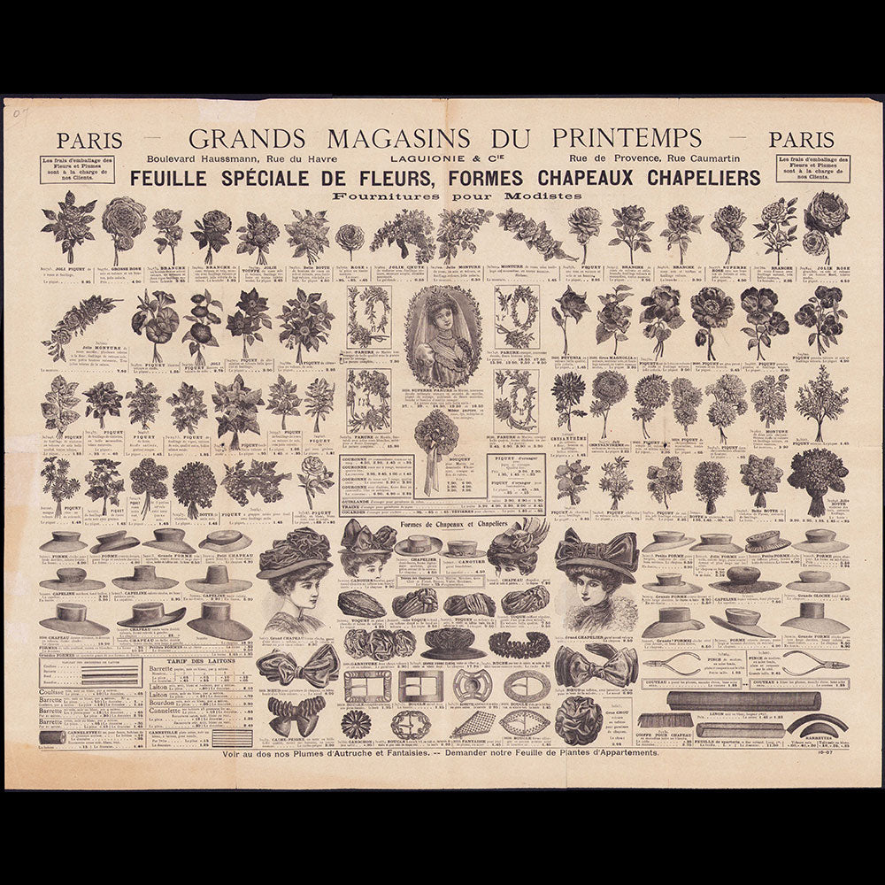 Au Printemps - Feuille spéciale de Plumes d'autruche, Aigrette, Paradis, Fantaisies et Oiseaux (circa 1907)