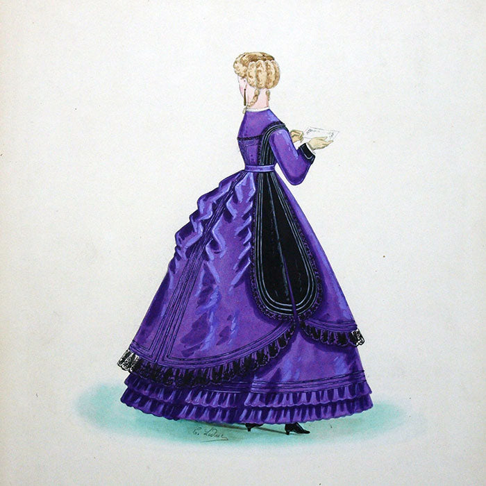 Ernest Leduc - Dessin d'une robe pour une maison de couture (circa 1860-1870)