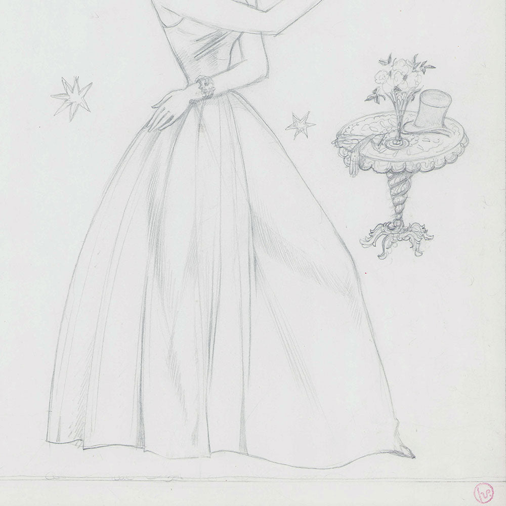 Lepape - Elégante aux étoiles, projet de couverture pour Vogue, dessin de Georges Lepape (1938)