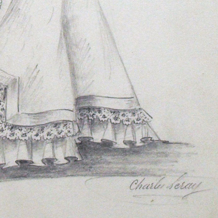 Charles Leray - Dessin d'une robe pour une maison de couture (circa 1860-1870)