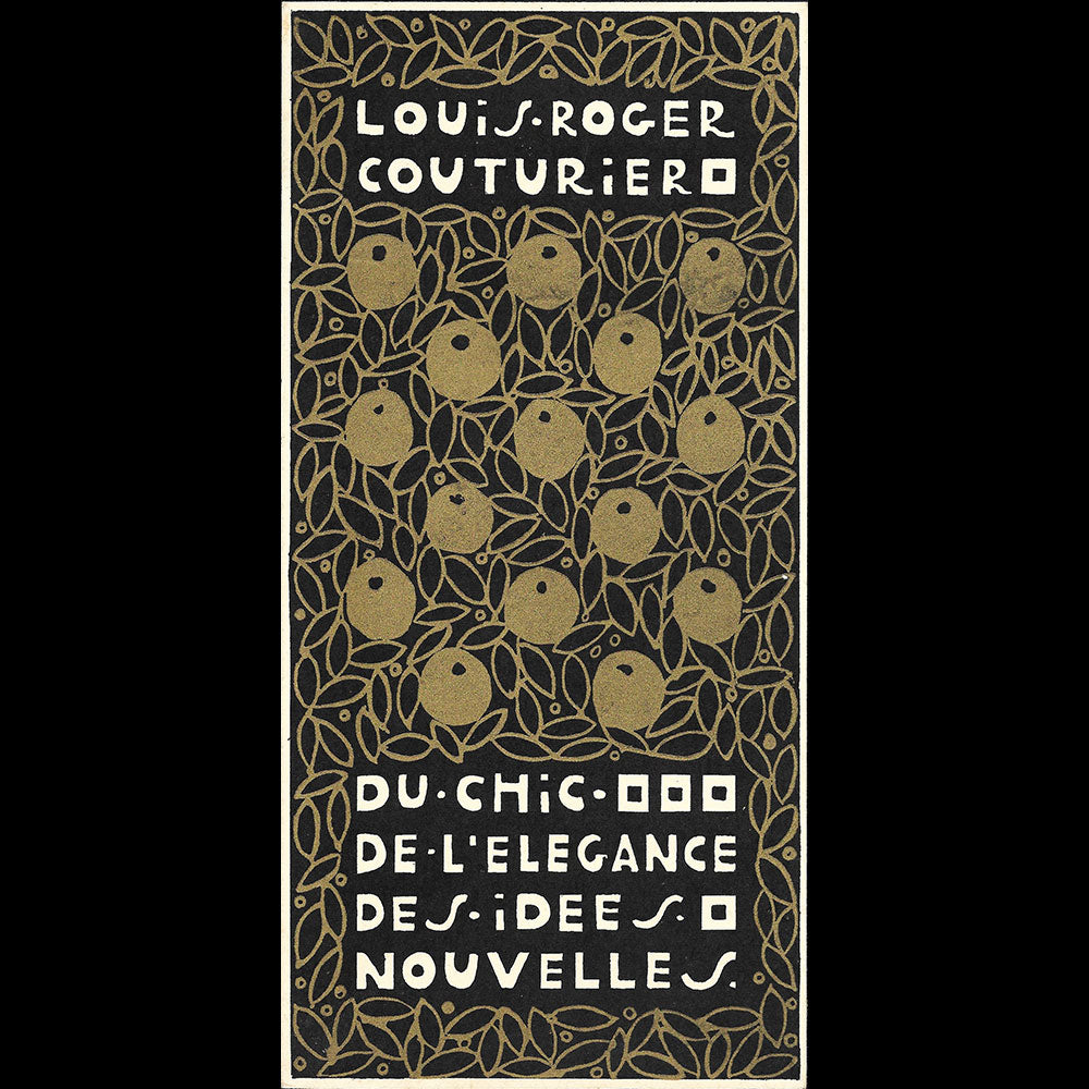 Louis Roger - Carte du couturier, 9 rue Daunou, Paris (circa 1914)