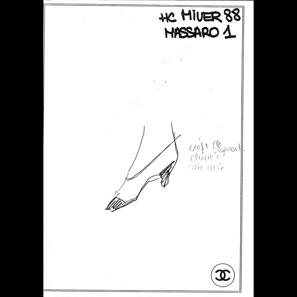 Chanel - Réunion de 20 documents de travail à destination du bottier Massaro (1988-2004)