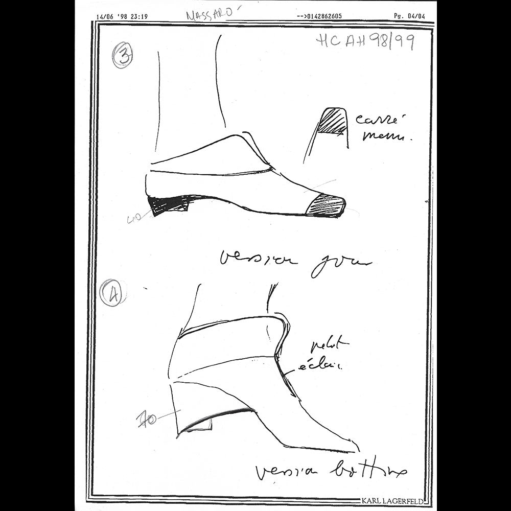 Chanel - Réunion de 20 documents de travail à destination du bottier Massaro (1988-2004)