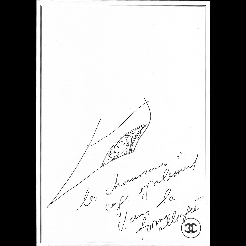 Chanel - Dessin d'une chaussure à cage pour une collection haute-couture (circa 1985-1990)