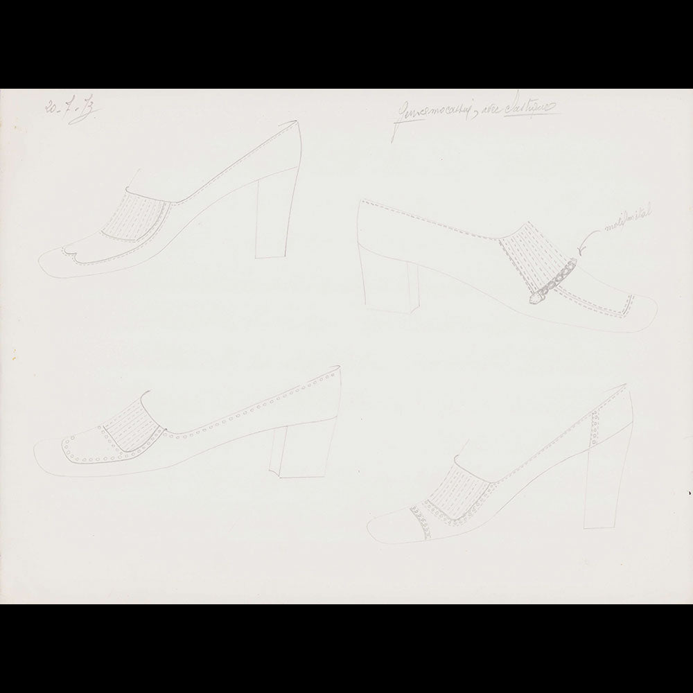 Massaro - Réunion de 25 dessins de chaussures (1973)