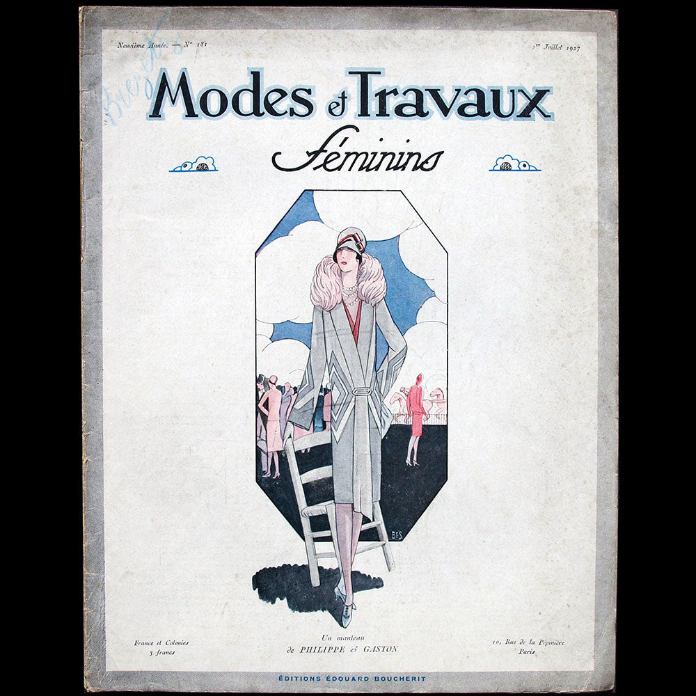 Modes et Travaux, 1er juillet 1927, couverture de BES d'un modèle de Philippe & Gaston