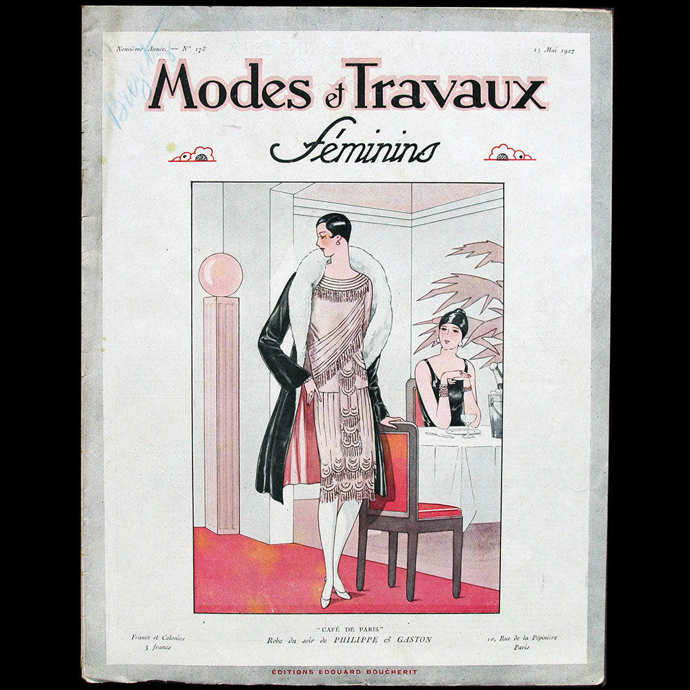 Modes et Travaux, 15 mai 1927, couverture de BES d'un modèle de Philippe & Gaston