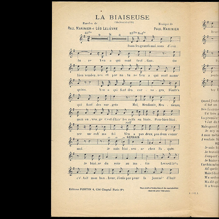 La Biaiseuse chez Paquin - Chanson de Paul Marinier et Léo Lelievre (1912)