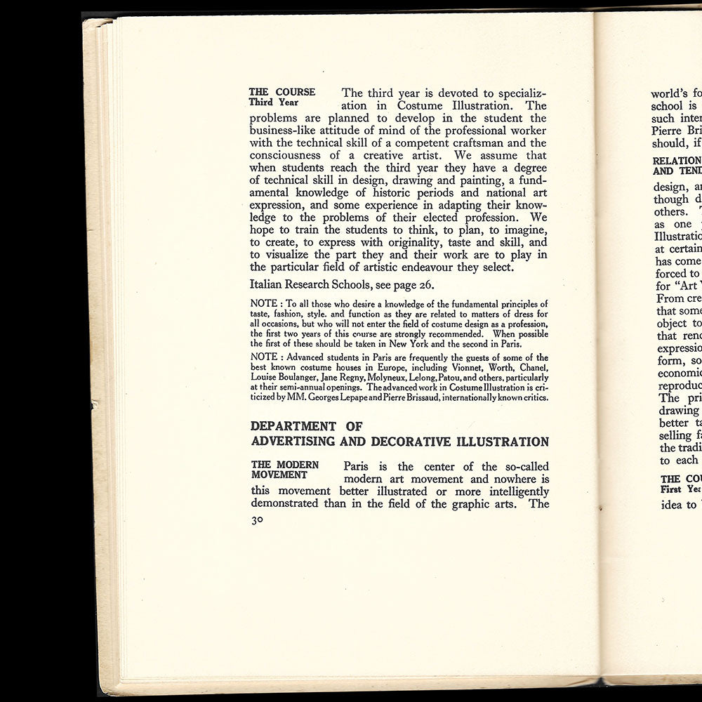 New York School of Applied Arts - Paris Ateliers, course guide 1932