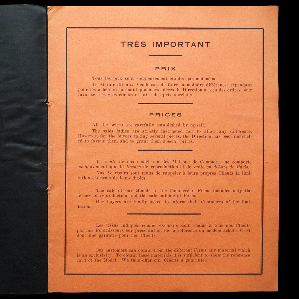 Jean Patou - Programme de défilé (circa 1923)