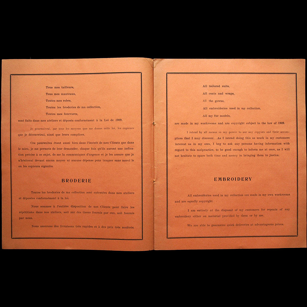 Jean Patou - Programme de défilé (circa 1923)