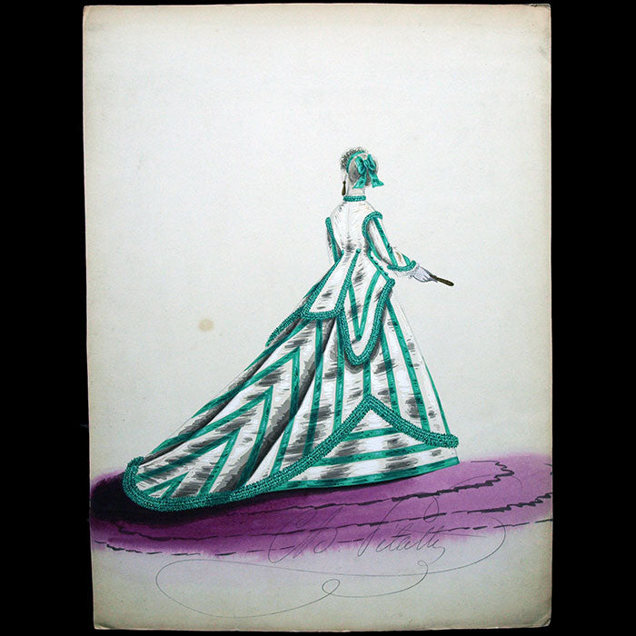 Dessin de Charles Pilatte pour les maisons Worth ou Ghys (circa 1860-1870)