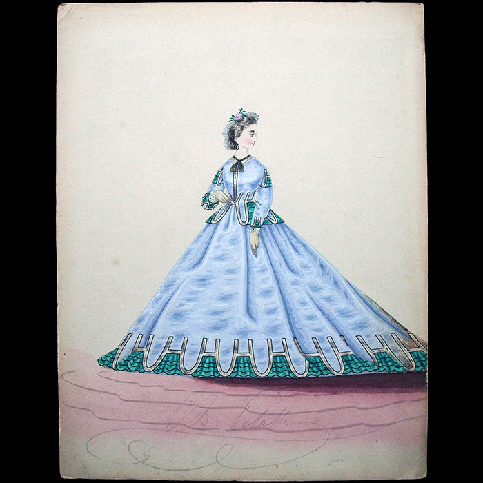 Dessin de Charles Pilatte pour les maisons Worth ou Ghys (circa 1860-1870)