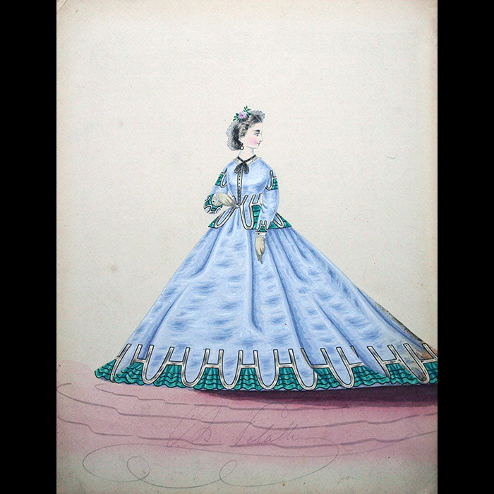 Dessin de Charles Pilatte pour les maisons Worth ou Ghys (circa 1860-1870)