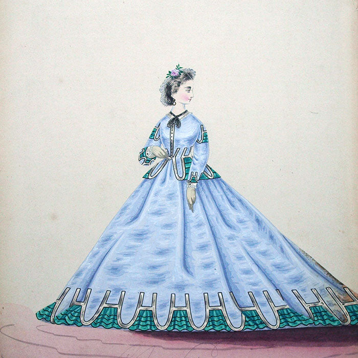 Dessin de Charles Pilatte pour les maisons Worth ou Ghys (circa 1860-1870)