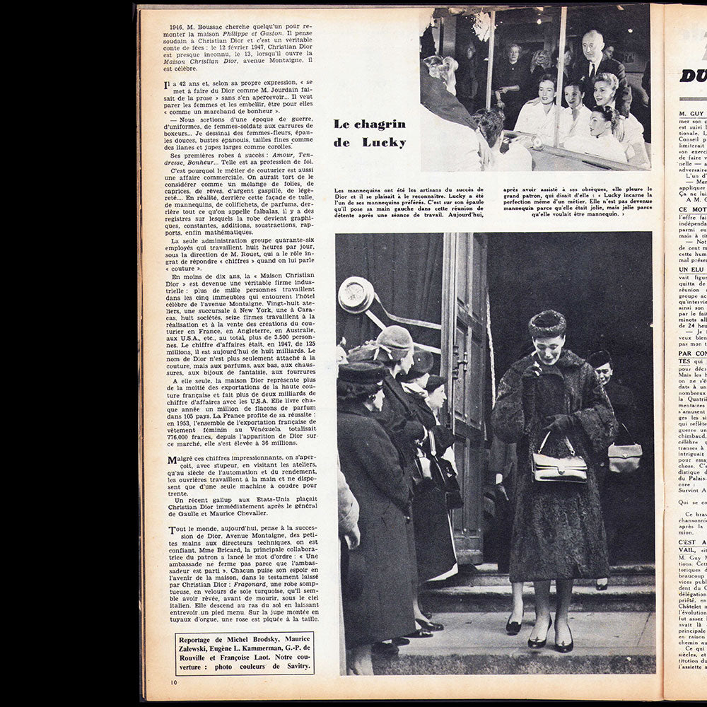 Point de Vue, 1er novembre 1957 - Christian Dior, sa vie, ses obsèques