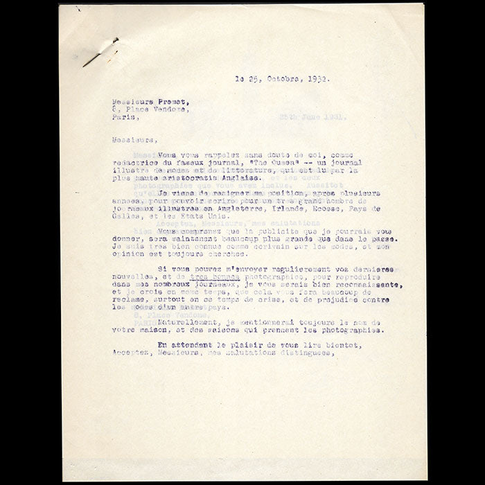 Premet - Correspondance de la maison de couture (1931)