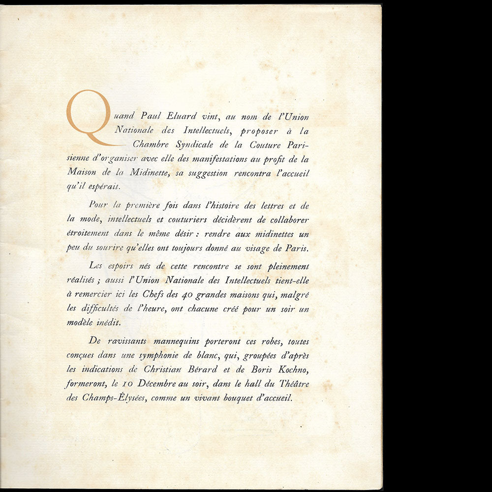 Robes Blanches - Catalogue de la soirée au théâtre des Champs-Elysées (1945)