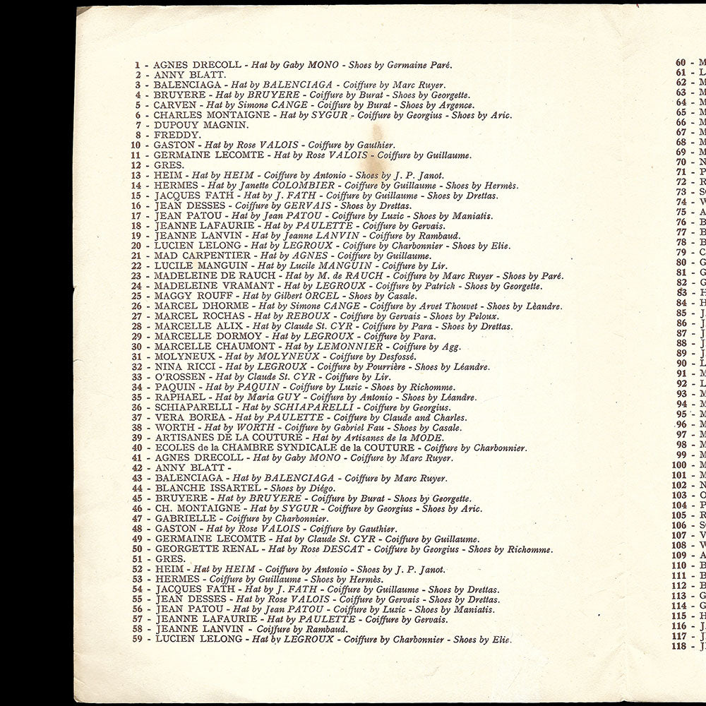 Le Théâtre de la Mode, Fantasy of Fashion - Programme de l'exposition de Londres (1945)