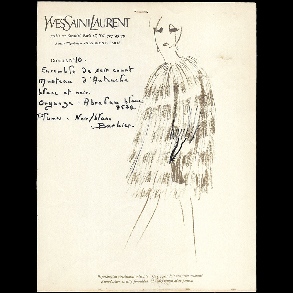 Yves Saint-Laurent - Ensemble de 145 croquis de la collection Printemps-Eté 1965