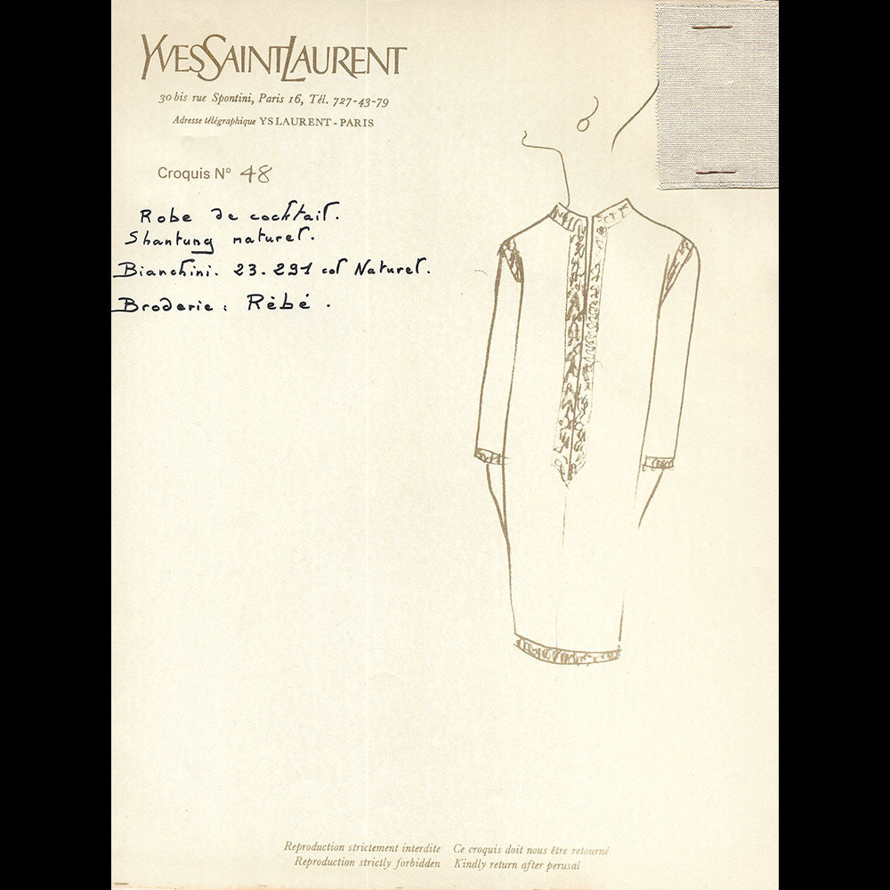 Yves Saint-Laurent - Ensemble de 145 croquis de la collection Printemps-Eté 1965