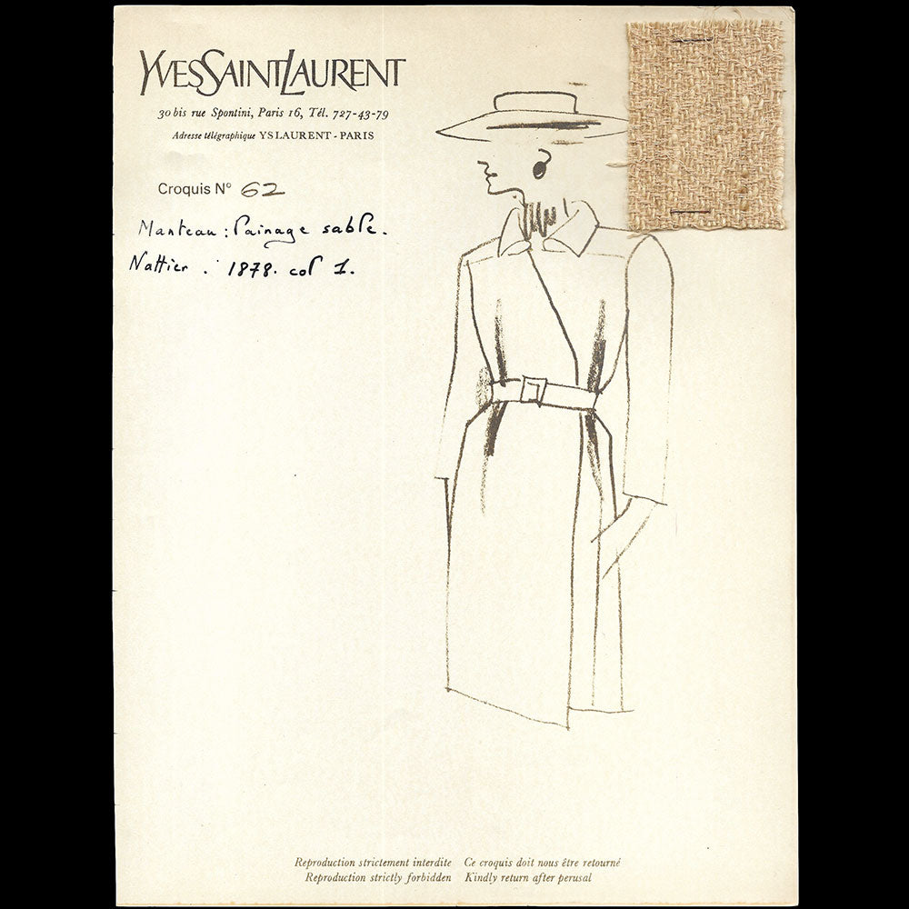 Yves Saint-Laurent - Ensemble de 145 croquis de la collection Printemps-Eté 1965