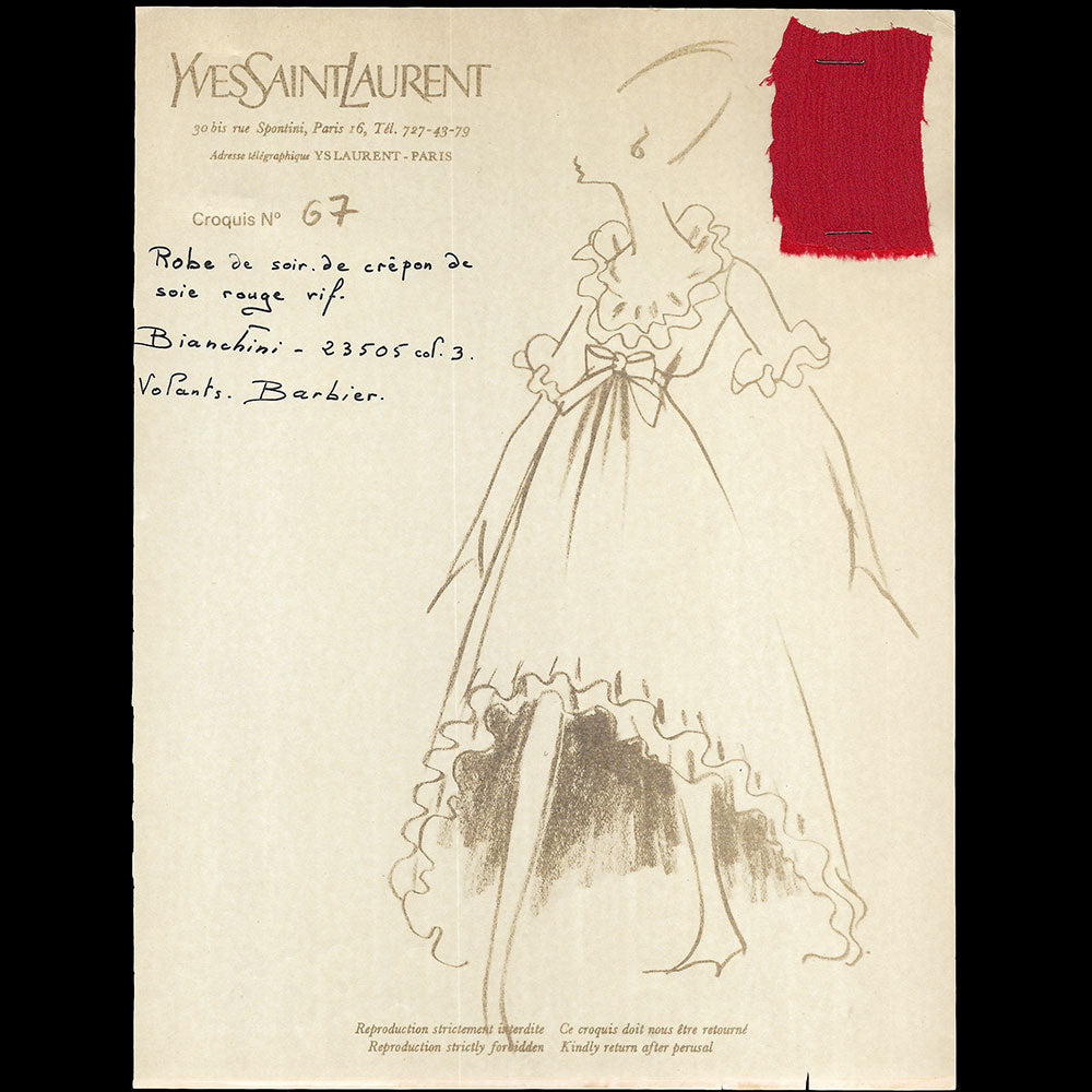 Yves Saint-Laurent - Ensemble de 145 croquis de la collection Printemps-Eté 1965