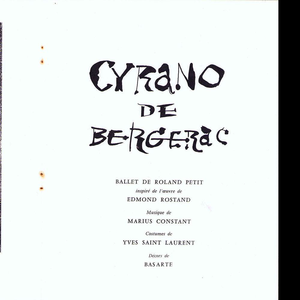 Ballets de Paris Roland Petit, costumes et couverture d'Yves Saint-Laurent (1959)