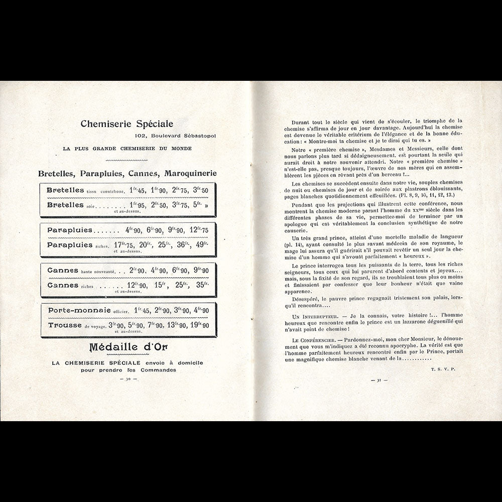 Albert Guillaume - Conférence sur la Chemise à travers les âges (1902)